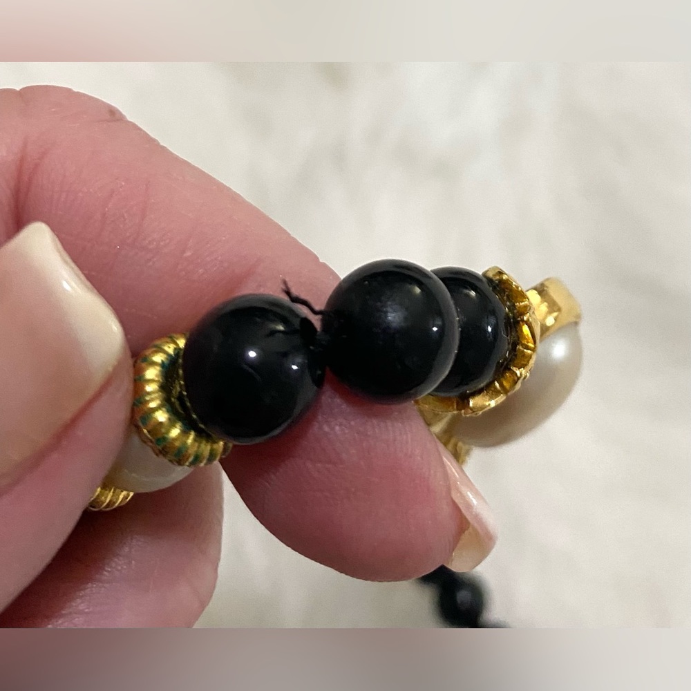 Avon Pearl Black Beaded Necklace Vintage Retro Party Boho Eclectic Whimsigoth - Picture 6 of 8